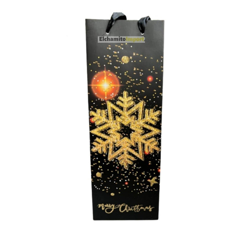 Pack 10 Bolsas Regalos Navideñas 36x13x8cm Para Botellas