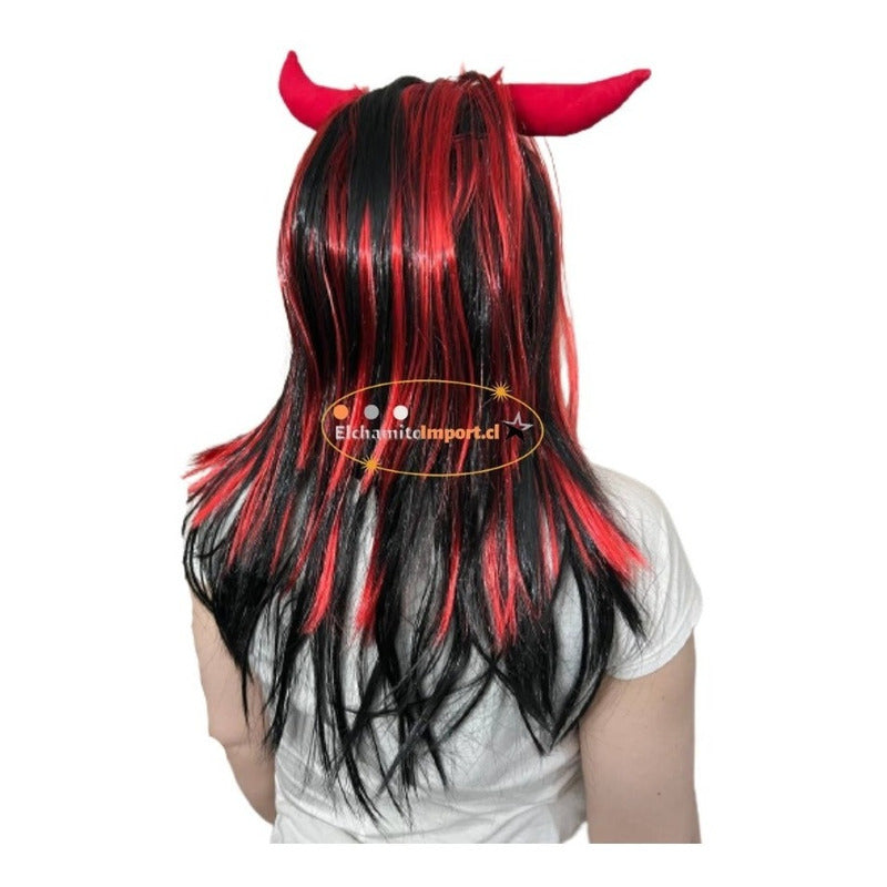 Peluca Diablita Accesorios Disfraz Halloweeen