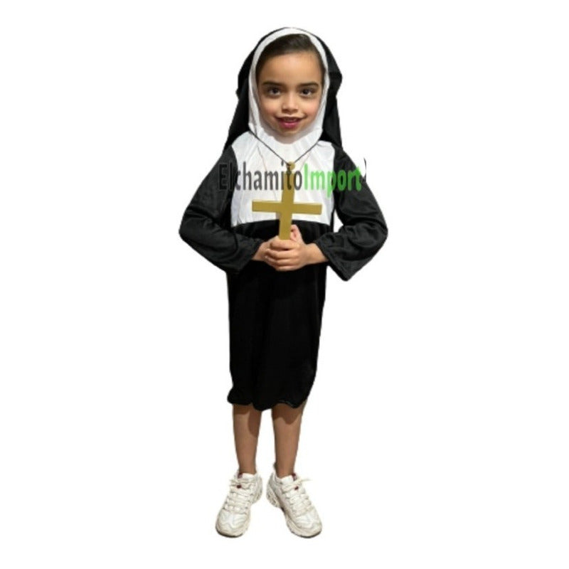 Disfraz La Monja Niña Halloween Incluye Tunica Cruz Cofia