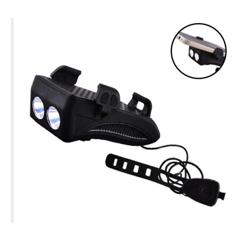 Luz De Bicicleta Recargable 4 En 1 Con Soporte Celu