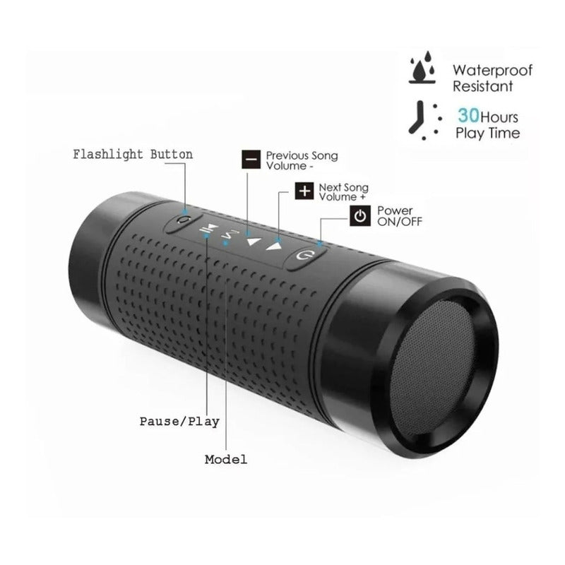 Parlante Inalámbrico Defensor Con Bluetooth Led Impermeable Para Exteriores Negro