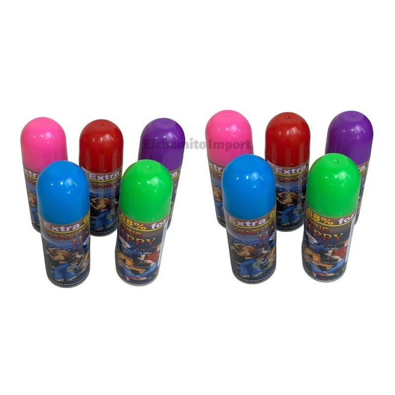 Pack 5 Serpentinas Spray De Colores Surtidos