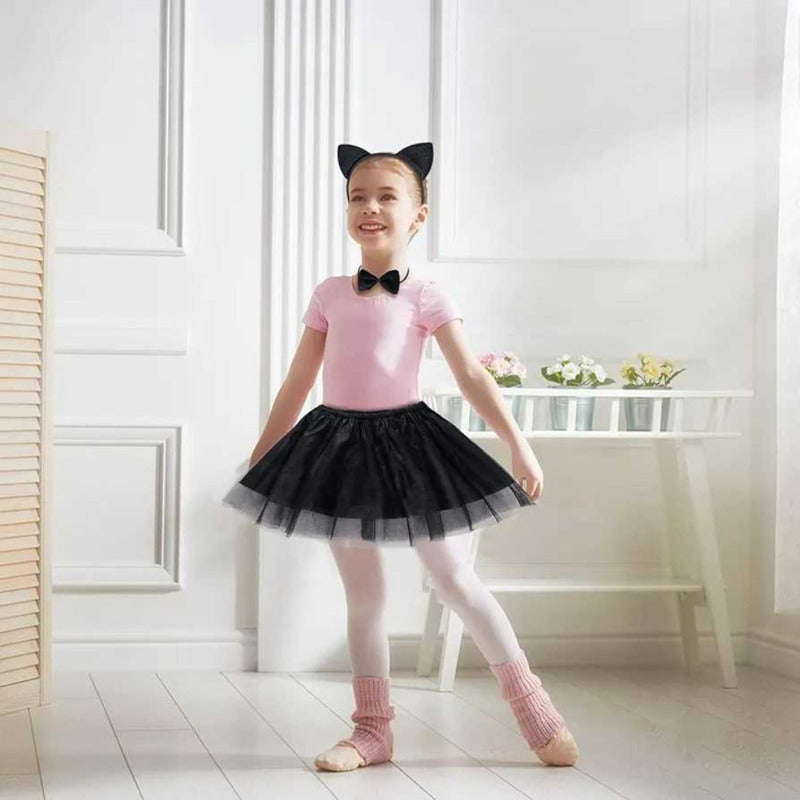 Disfraz De Gata Niñas Estándar Set Tutu 4 Piezas