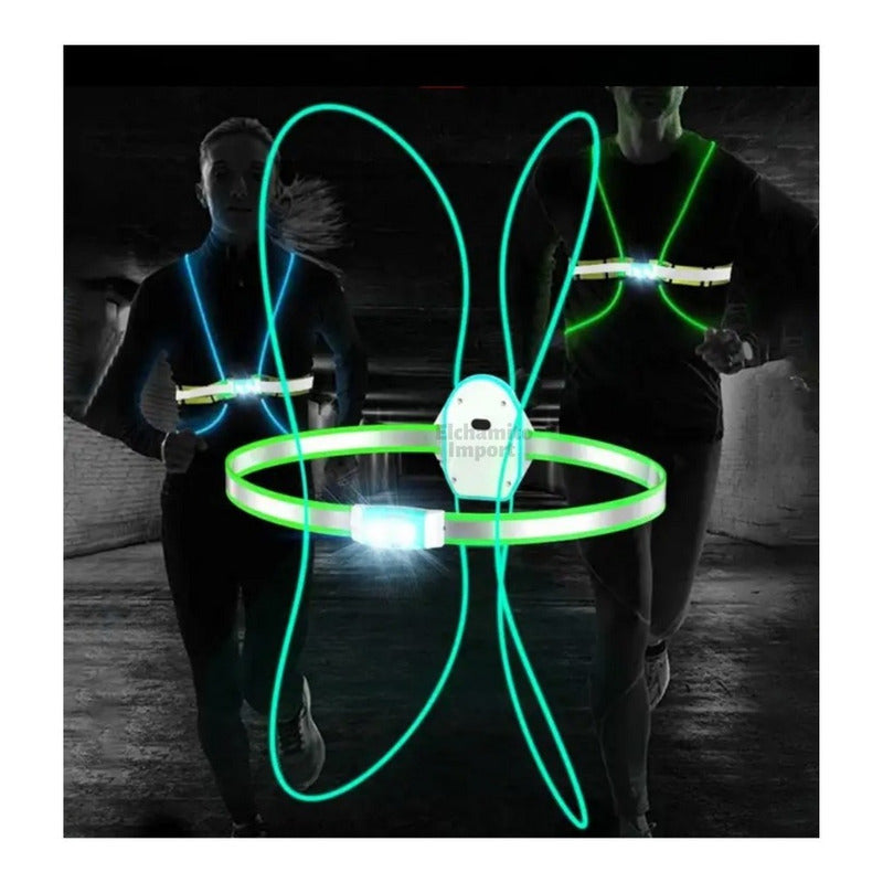 Chaleco Arnes Reflectante Con Luz Led Bicicleta/deportes Verde