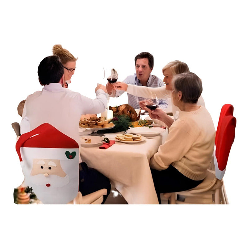 Cubre Sillas De Navidad Papá Noel Viejo Pascuero  Blanco-rojo Liso