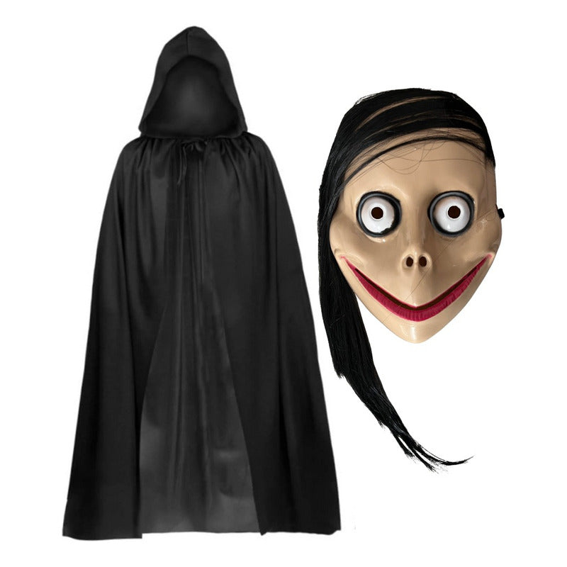Disfraz Momo Capa+ Mascara Halloween Negro One Size