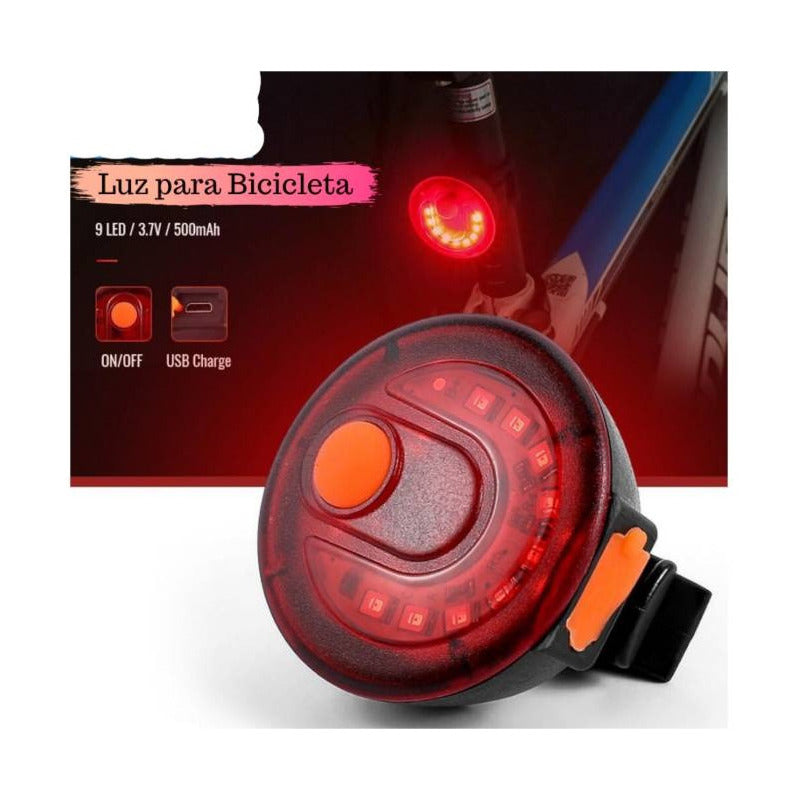 Luz Trasera Roja Redonda Led Recargable Usb Bicicleta