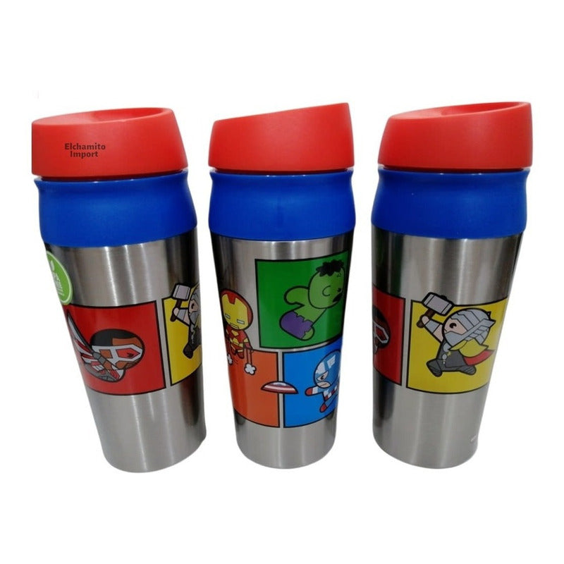 Vaso Mug Con Botón Marvel Kawaii Avengers Marvel