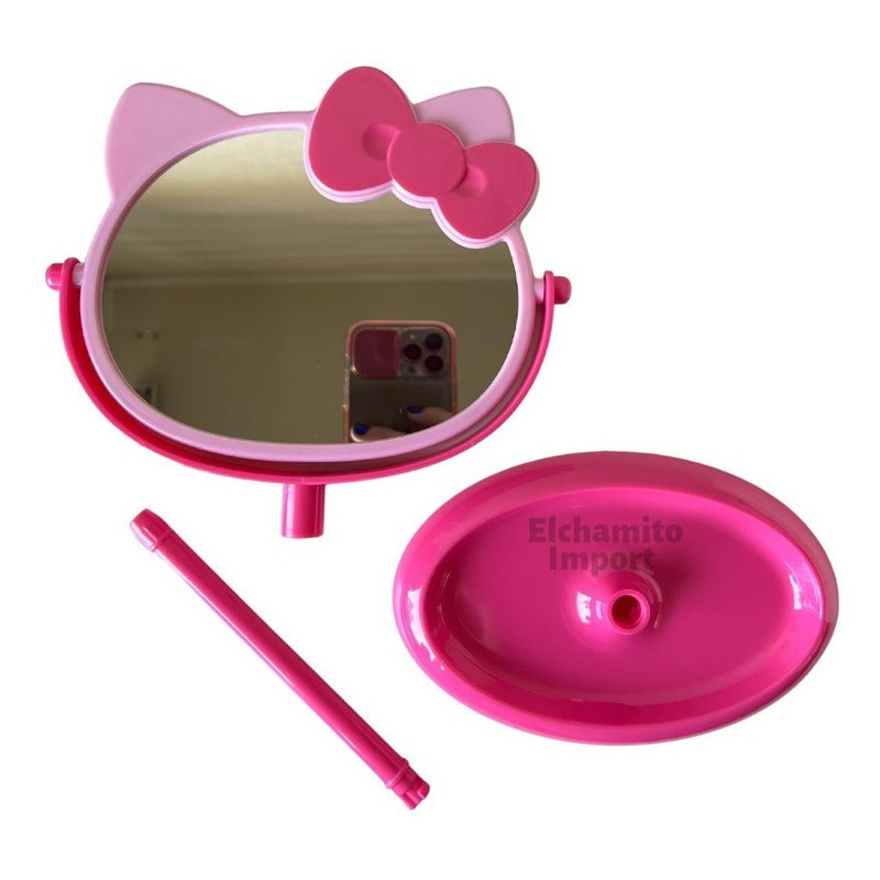 Espejo De Tocador Hello Kitty Doble Cara Rosa Claro