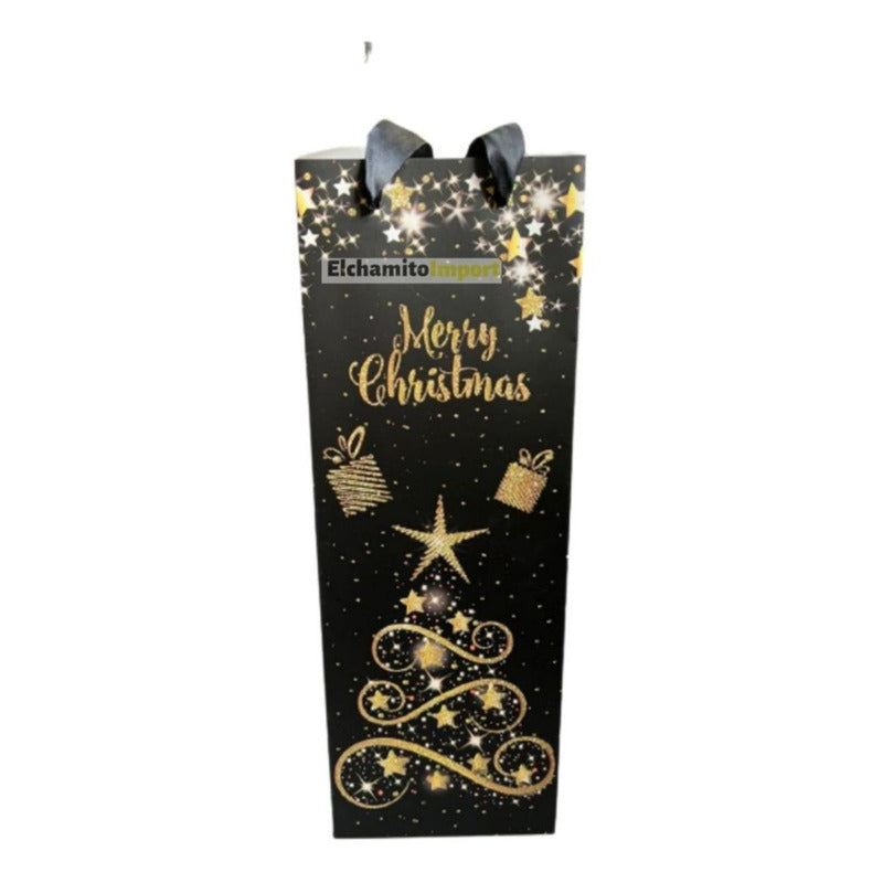Pack 10 Bolsas Regalos Navideñas 36x13x8cm Para Botellas