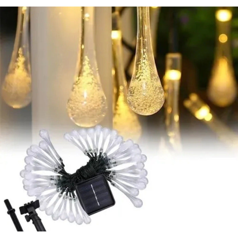 Luces Navideñas Solar Lagrimas Calida