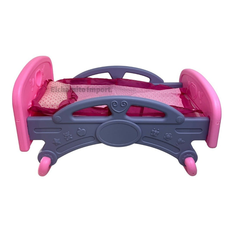 Cuna Mecedora Muñecas Bebe Juguete Rosa