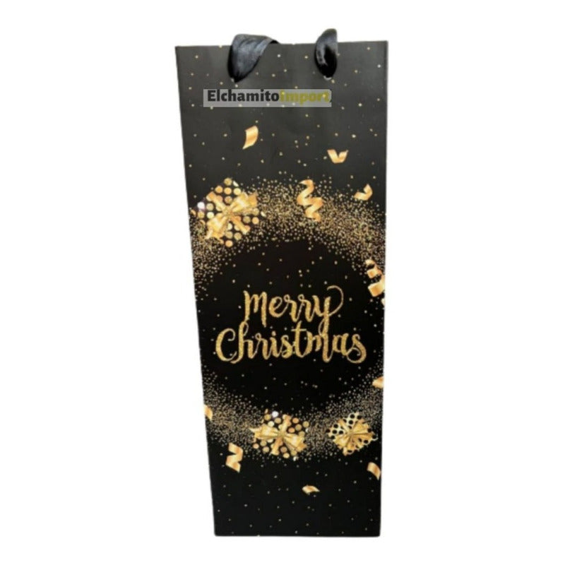 Pack 10 Bolsas Regalos Navideñas 36x13x8cm Para Botellas