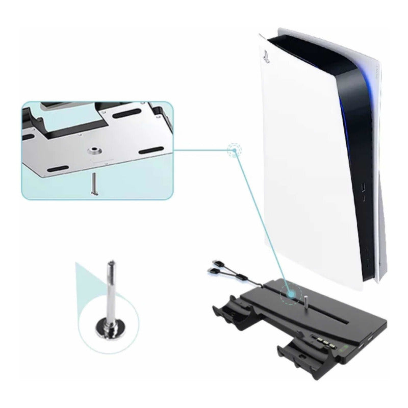 Base Cargador Controles  Soporte Compatible Play 5 Negro