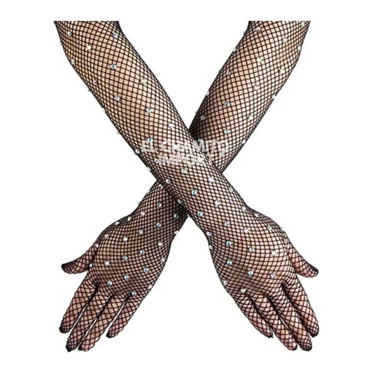 Guantes De Malla Largos Con Dedos De Anime Sexy Con Brillos Color