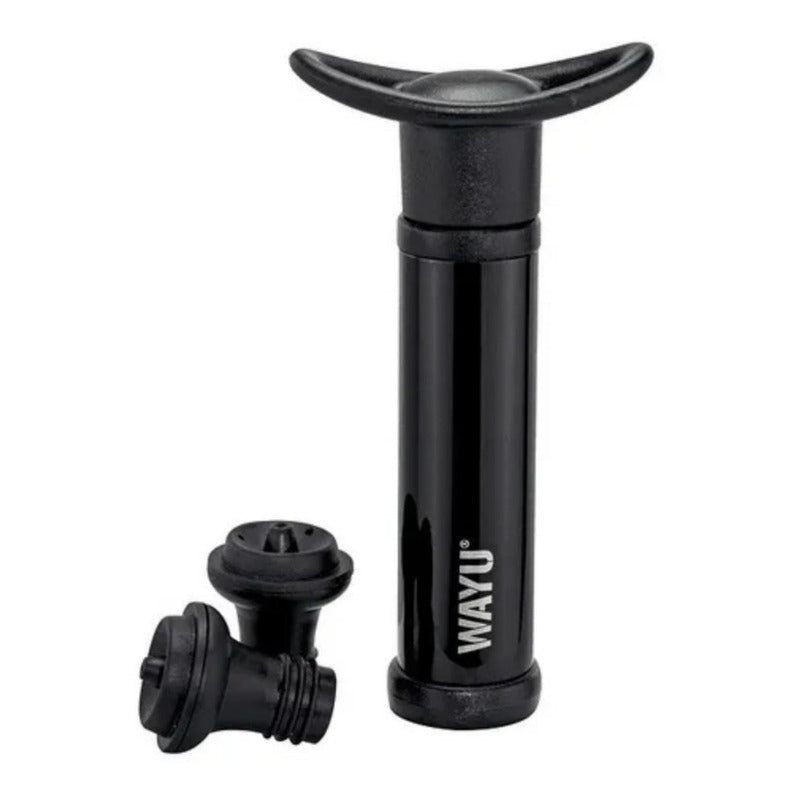Set Sellador Vino Wayu / Bomba De Vacío Manual Negro
