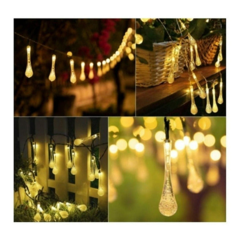 Luces Navideñas Solar Lagrimas Calida