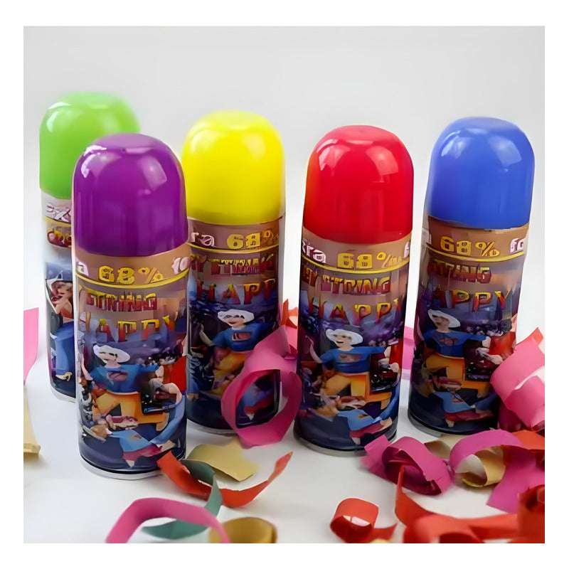 Pack 12 Serpentina Spray Colores Surtidos
