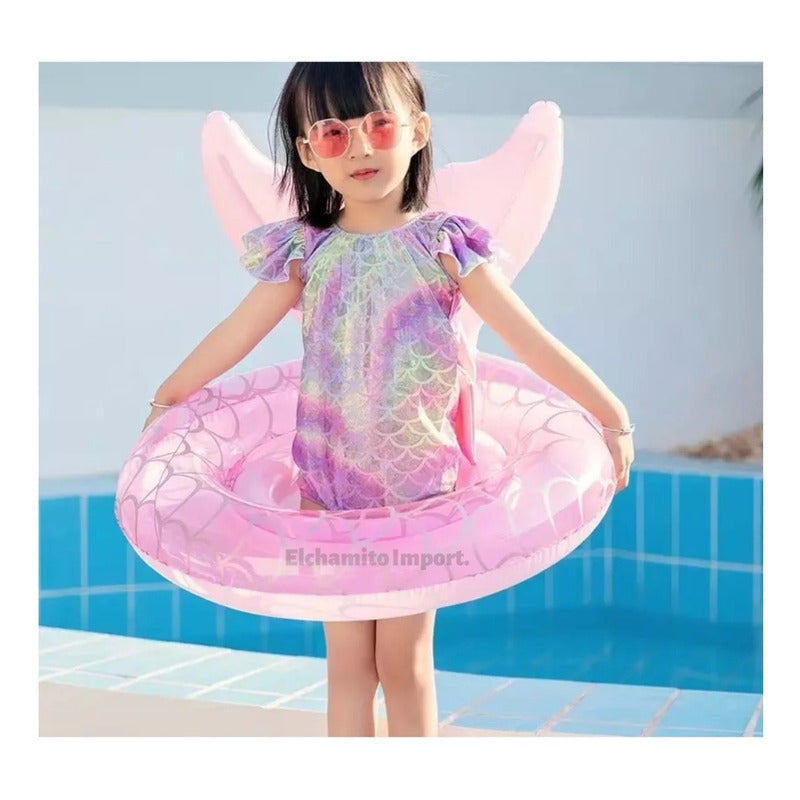 Flotador Cola De Sirena 60cm Inflable Niñas Rosa