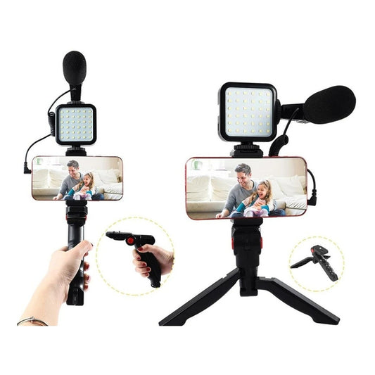 Trípode Micrófono Luz Led Fotografía Videos