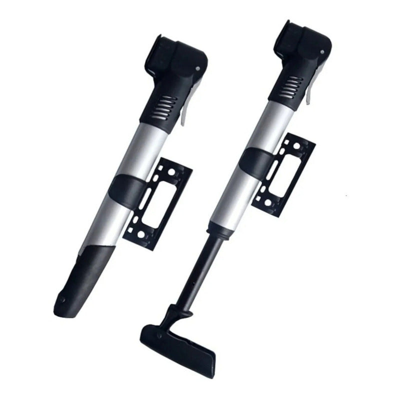 Bombin Mano Portatil Bicicleta Noble Válvula Mtb/ Ruta Plateado