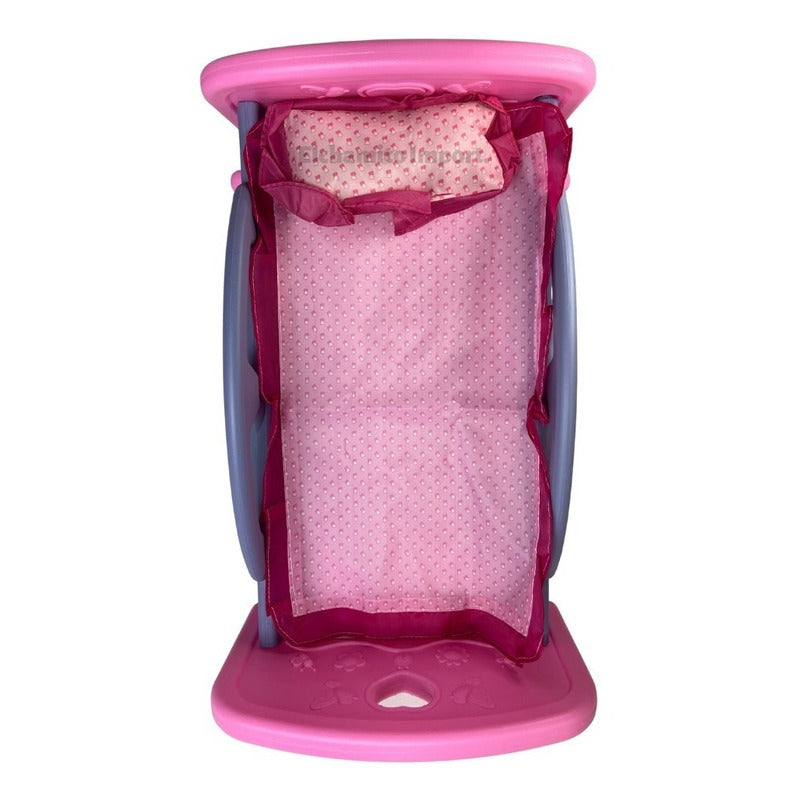 Cuna Mecedora Muñecas Bebe Juguete Rosa