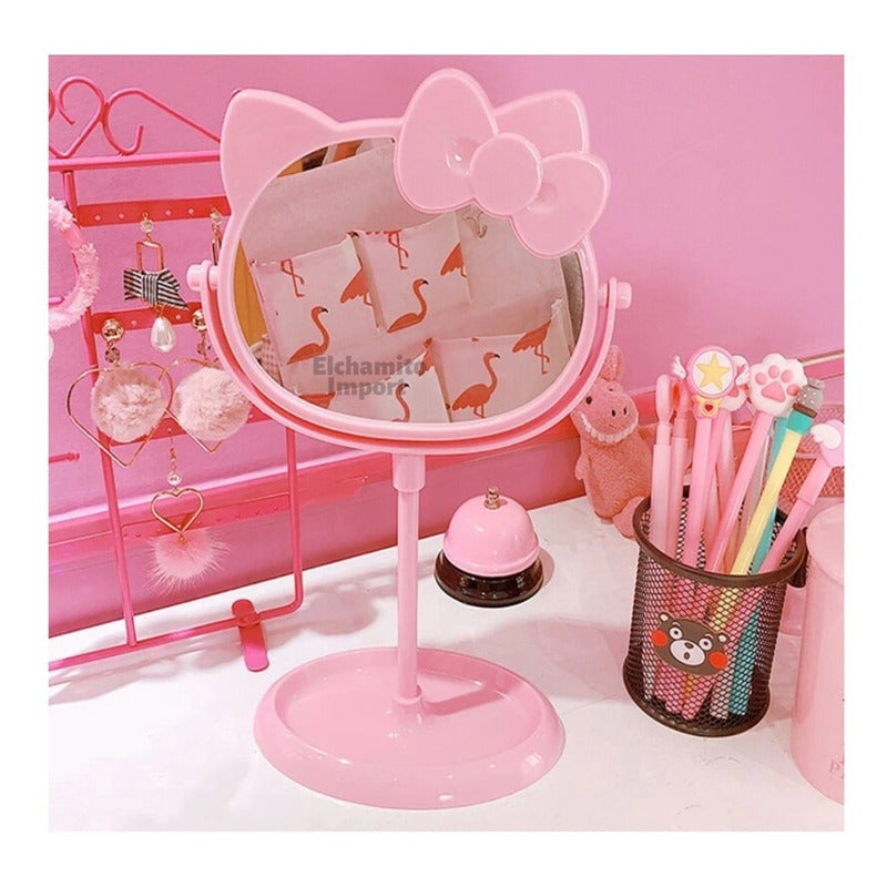 Espejo De Tocador Hello Kitty Doble Cara Rosa Claro