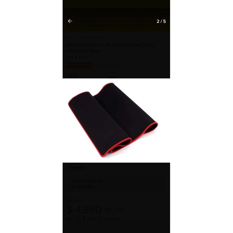 Mause Pad 70cm Negro/rojo No