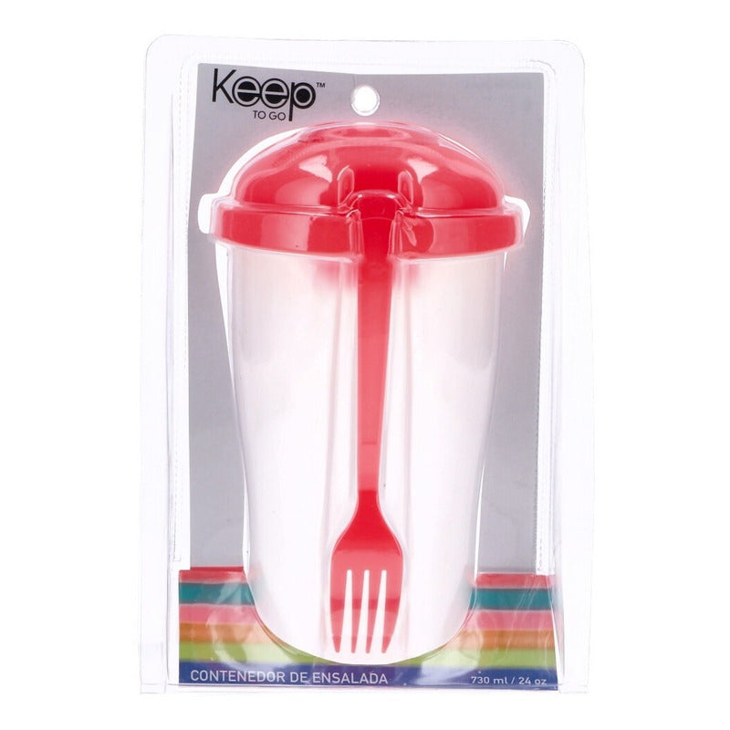 Vaso Contenedor  Ensalada Keep 730ml + Tenedor