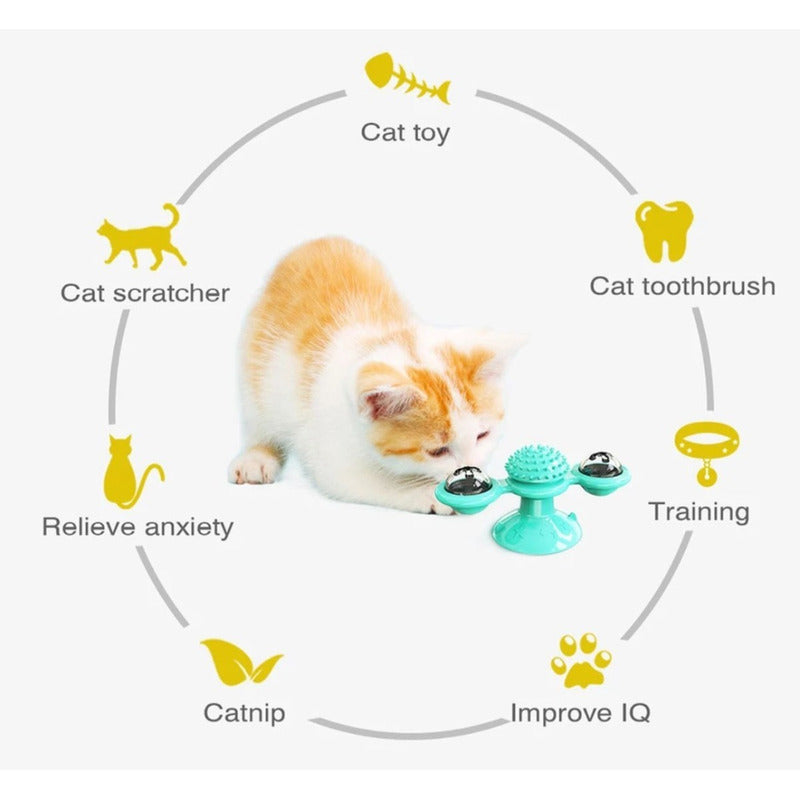 Divertido Juguete Para Gatos Molino Viento Luz Led