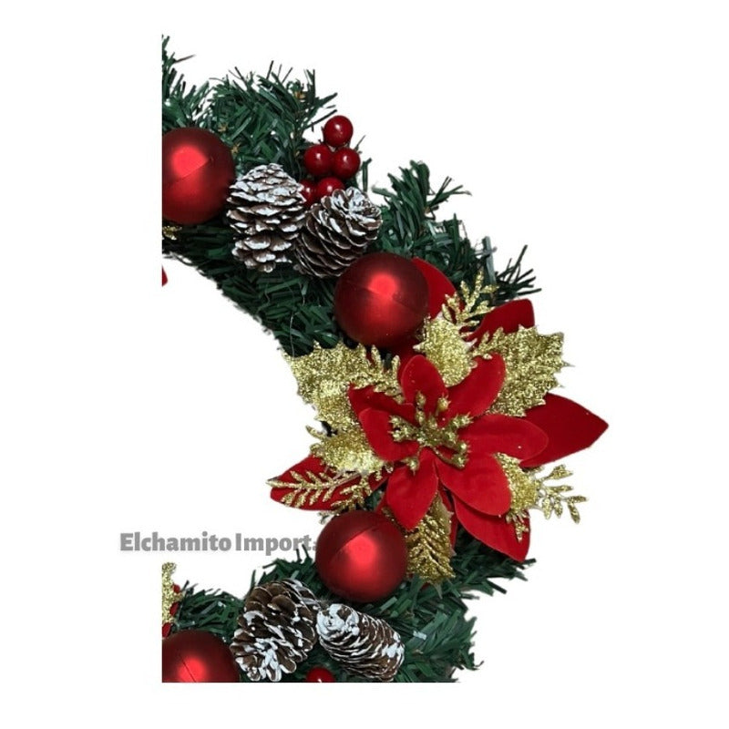 Adorno Navideño Decoración Puerta / Ventana Verde-rojo Corona