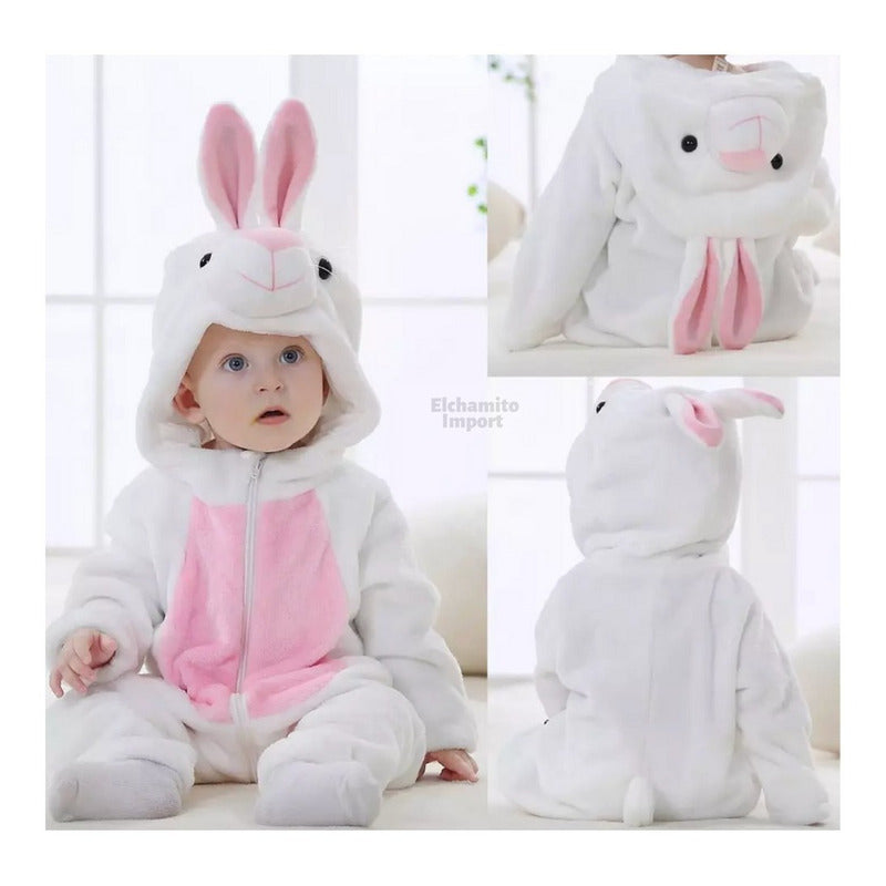 Pijama Y Disfraz Enterito Polar Bebes Rosa Conejo 70