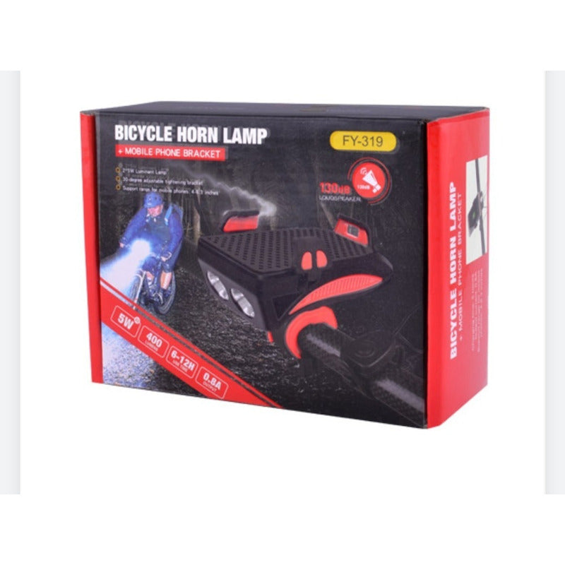 Luz De Bicicleta Recargable 4 En 1 Con Soporte Celu