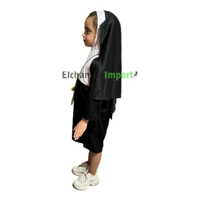 Disfraz La Monja Niña Halloween Incluye Tunica Cruz Cofia