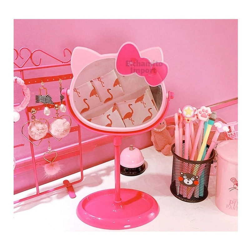 Espejo De Tocador Hello Kitty Doble Cara Rosa Claro