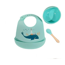 Set Alimentación Babero + Bowl Silicona Cuchara Bebes