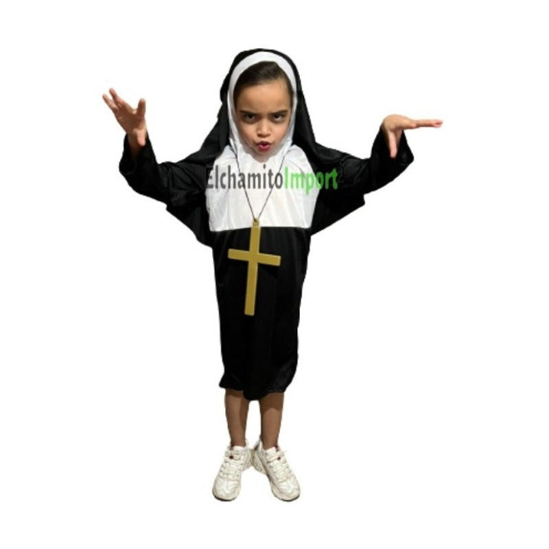 Disfraz La Monja Niña Halloween Incluye Tunica Cruz Cofia