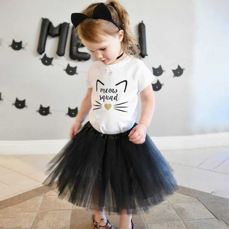 Disfraz De Gata Niñas Estándar Set Tutu 4 Piezas