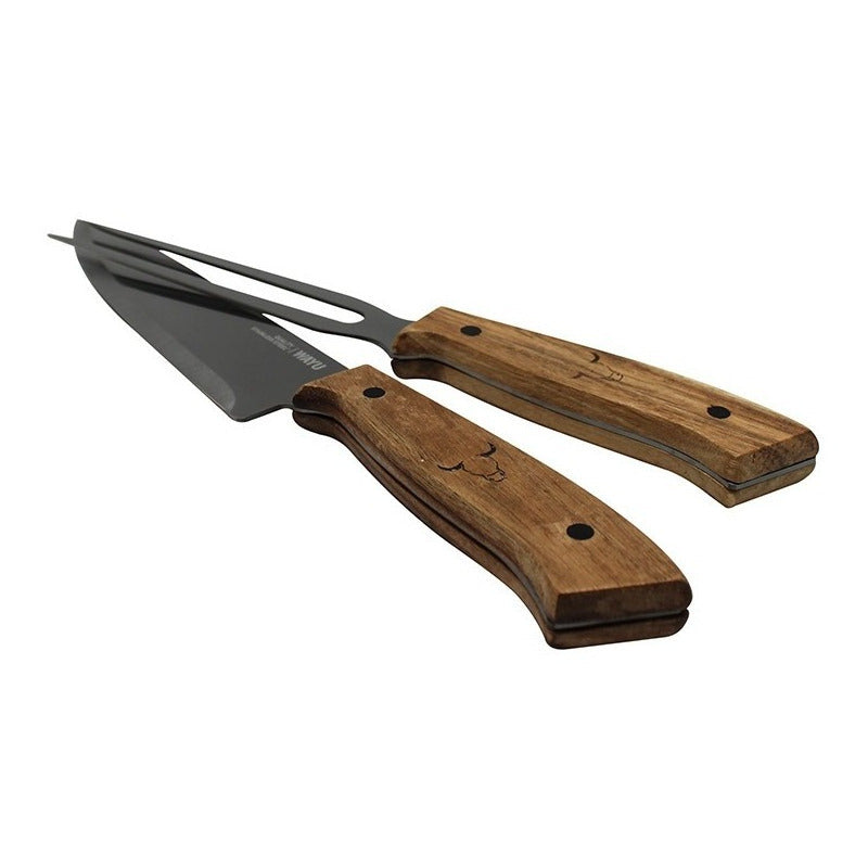 Cuchillo + Tenedor Wayu Premium Marrón
