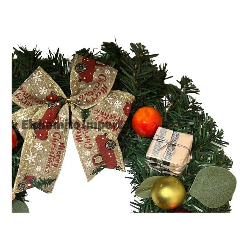 Adorno Navideño Decoración Puerta / Ventana Verde-rojo Corona