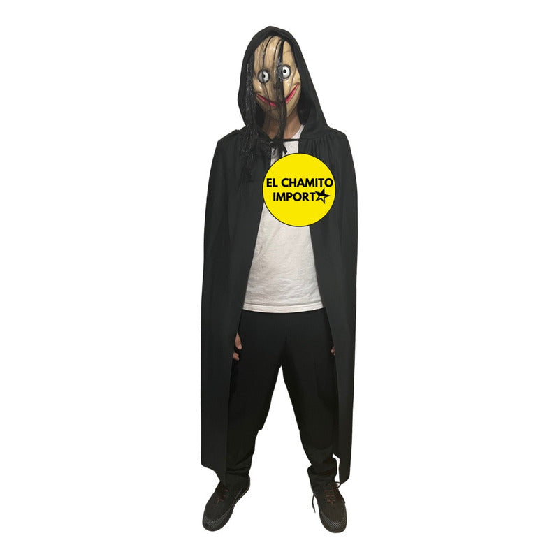 Disfraz Momo Capa+ Mascara Halloween Negro One Size