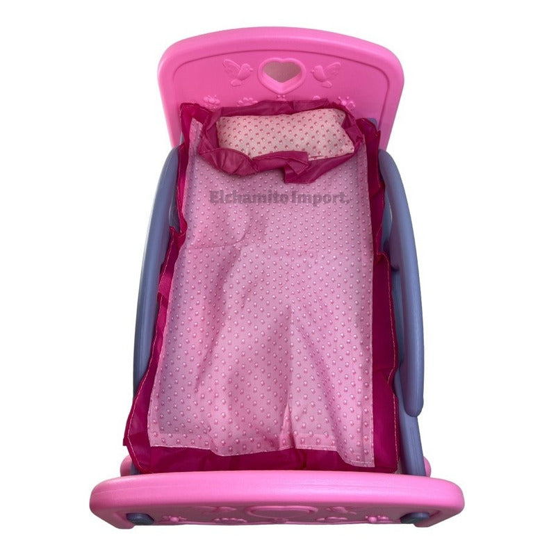 Cuna Mecedora Muñecas Bebe Juguete Rosa