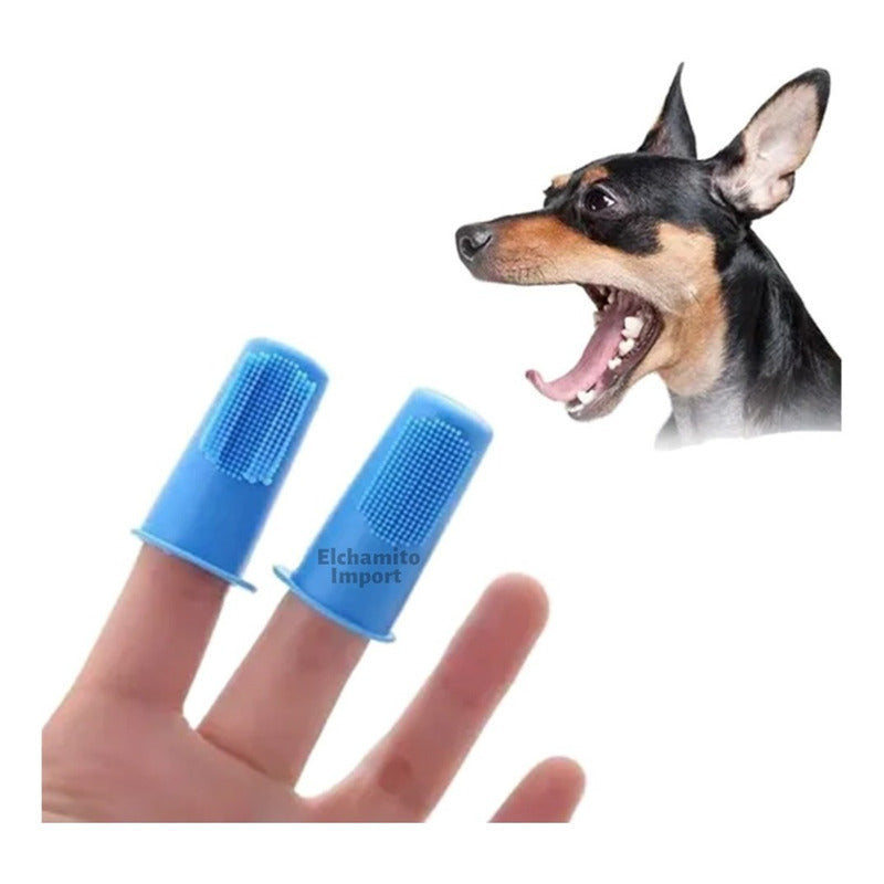 Pack X2 Cepillo De Dientes Dedal Para Mascotas Perros Gatos Sin Sabor