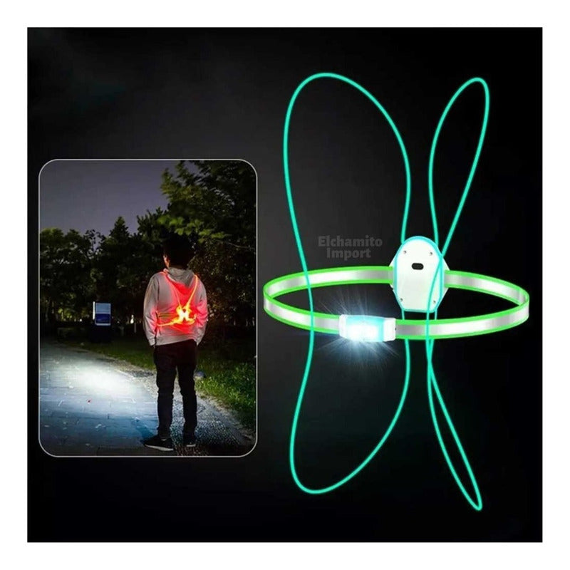 Chaleco Arnes Reflectante Con Luz Led Bicicleta/deportes Verde