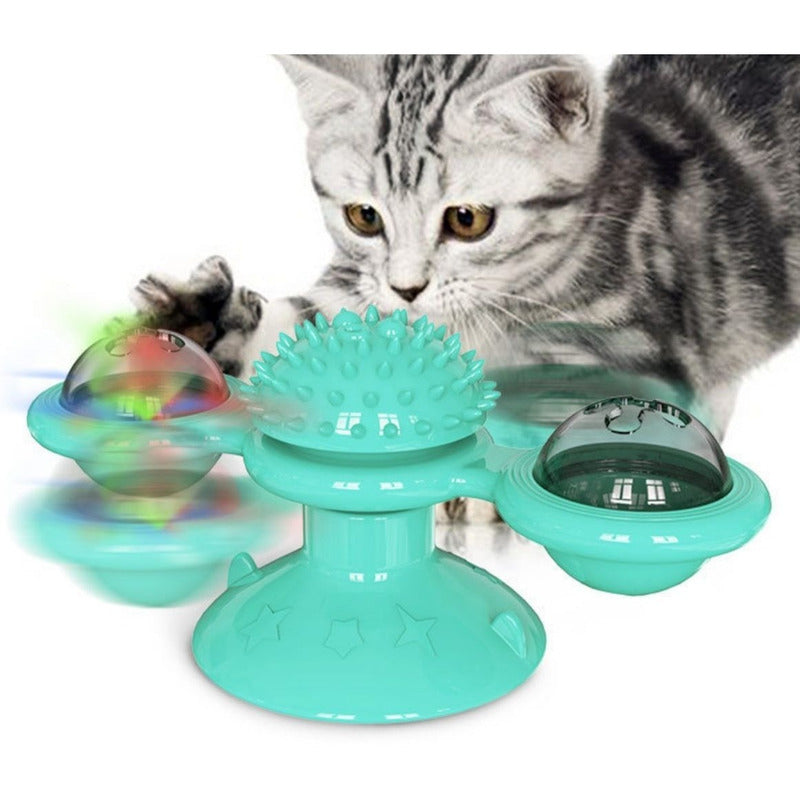 Divertido Juguete Para Gatos Molino Viento Luz Led