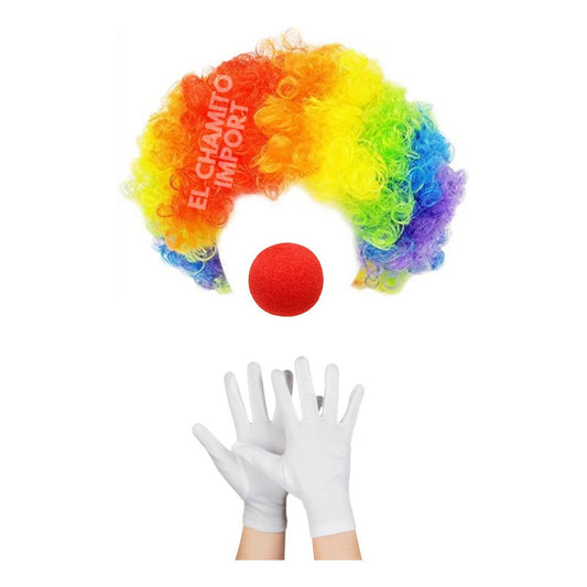 Peluca De Payaso Con Nariz + Guantes