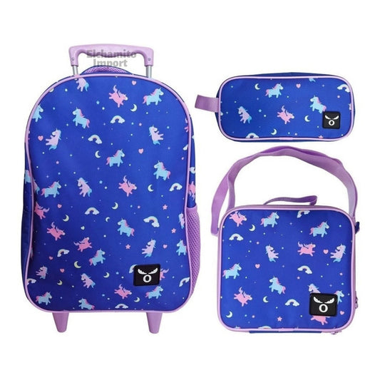 Pack Mochila Escolar Con Ruedas + Lonchera +estuche/moose