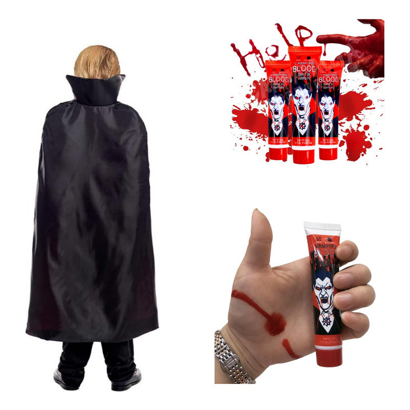 Disfraz Vampiro Clasico Haloween Niño + Sangre