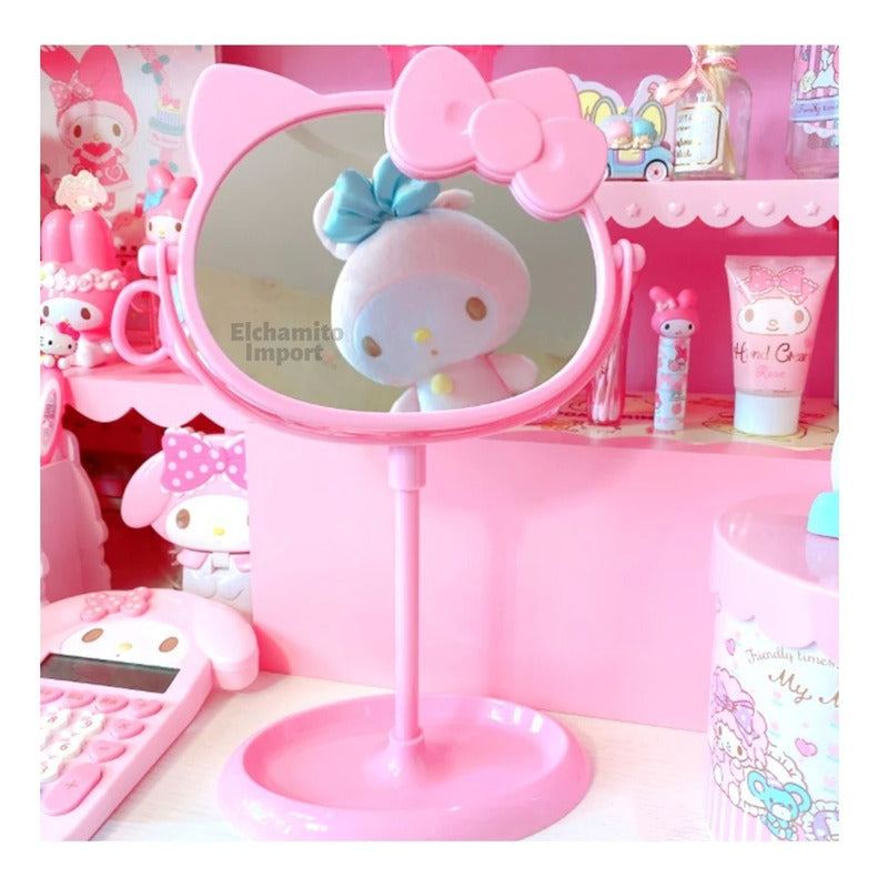 Espejo De Tocador Hello Kitty Doble Cara Rosa Claro