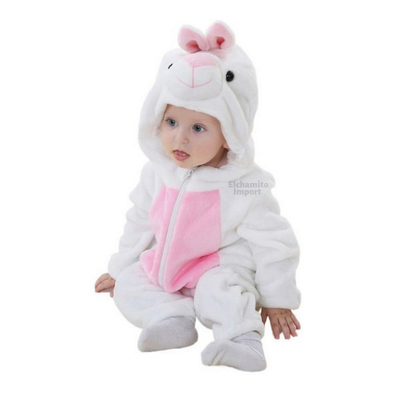 Pijama Y Disfraz Enterito Polar Bebes Rosa Conejo 70